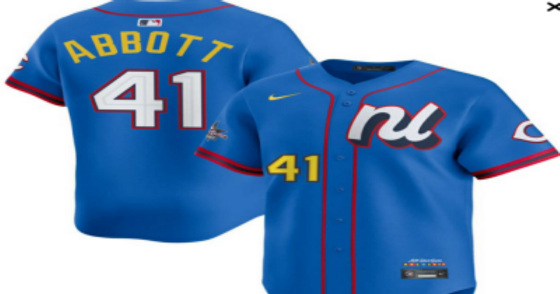 Men 2025 Cincinnati Reds #41 Abbott blue Nike MLB All Star jersey style 5